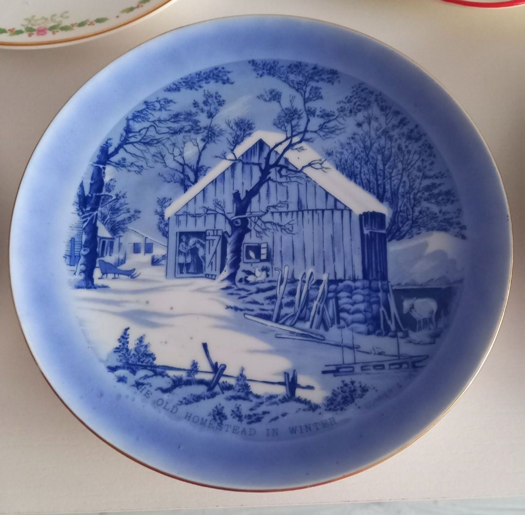 Kolekcjonerski talerz porcelanowy vintage Święta pejzaż Christmas zima