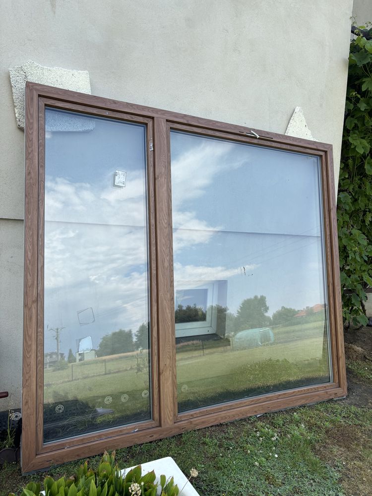 Nowe okno tarasowe, balkonowe PCV 228,5cm x 266cm, trzyszybowe