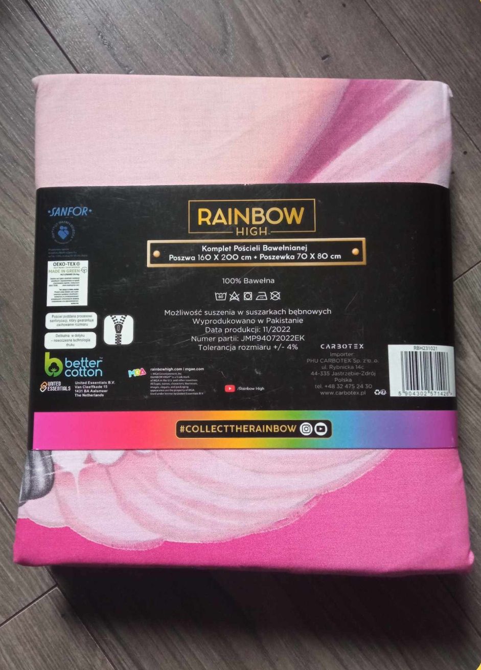 Nowa pościel bawełniana Rainbow High 160 x 200 cm