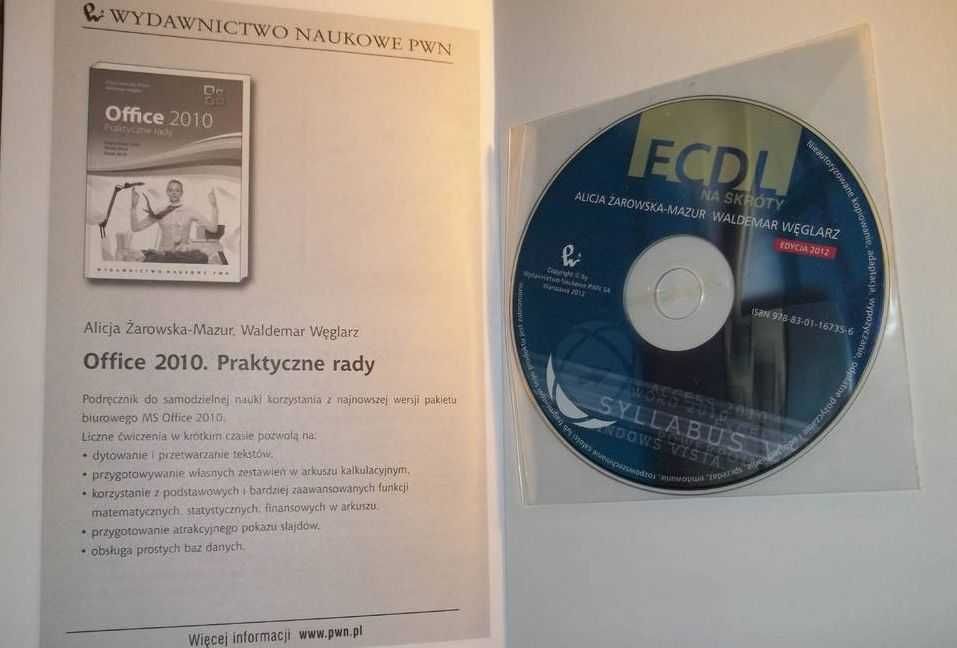 Książka ECDL na skróty + płyta CD  autorzy Żarowska-Mazur,Węglarz.