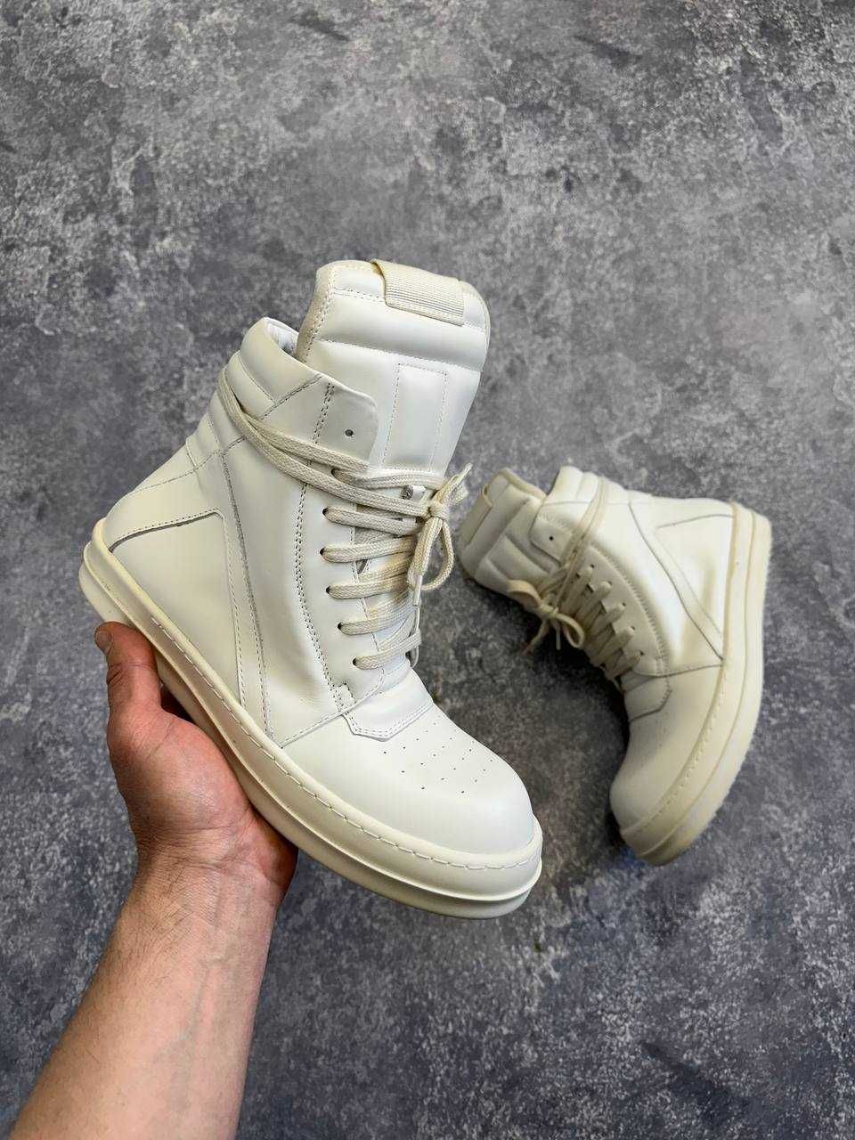 Rick Owens Geobasket Ramones jumbo laces білі кеди opium archive Milk