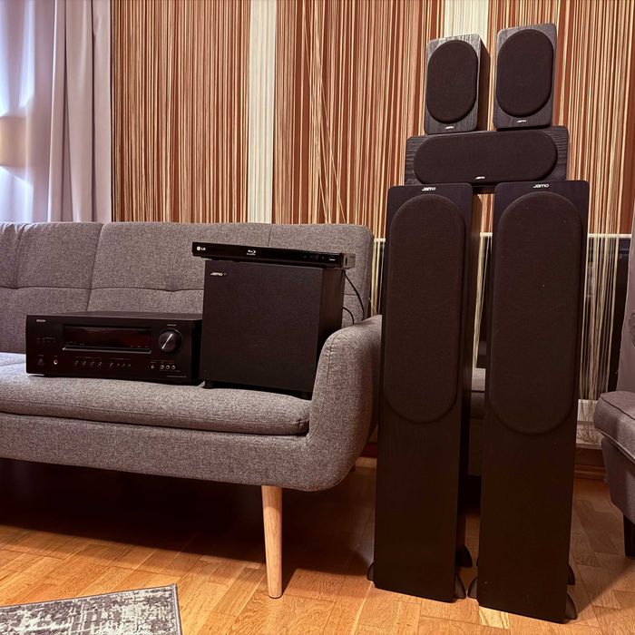 Kino domowe 5.1 DENON AVR-1312 + Kolumny i subwoofer Akt JAMO stan bdb
