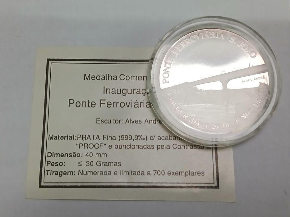 Medalha prata inauguração ponte ferroviária  S. João