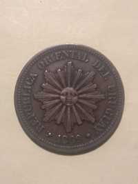 2 moedas de 2 centésimos 1869 do Uruguai