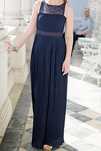 Vestido Comprido Azul Escuro em Renda e Chiffon H&M