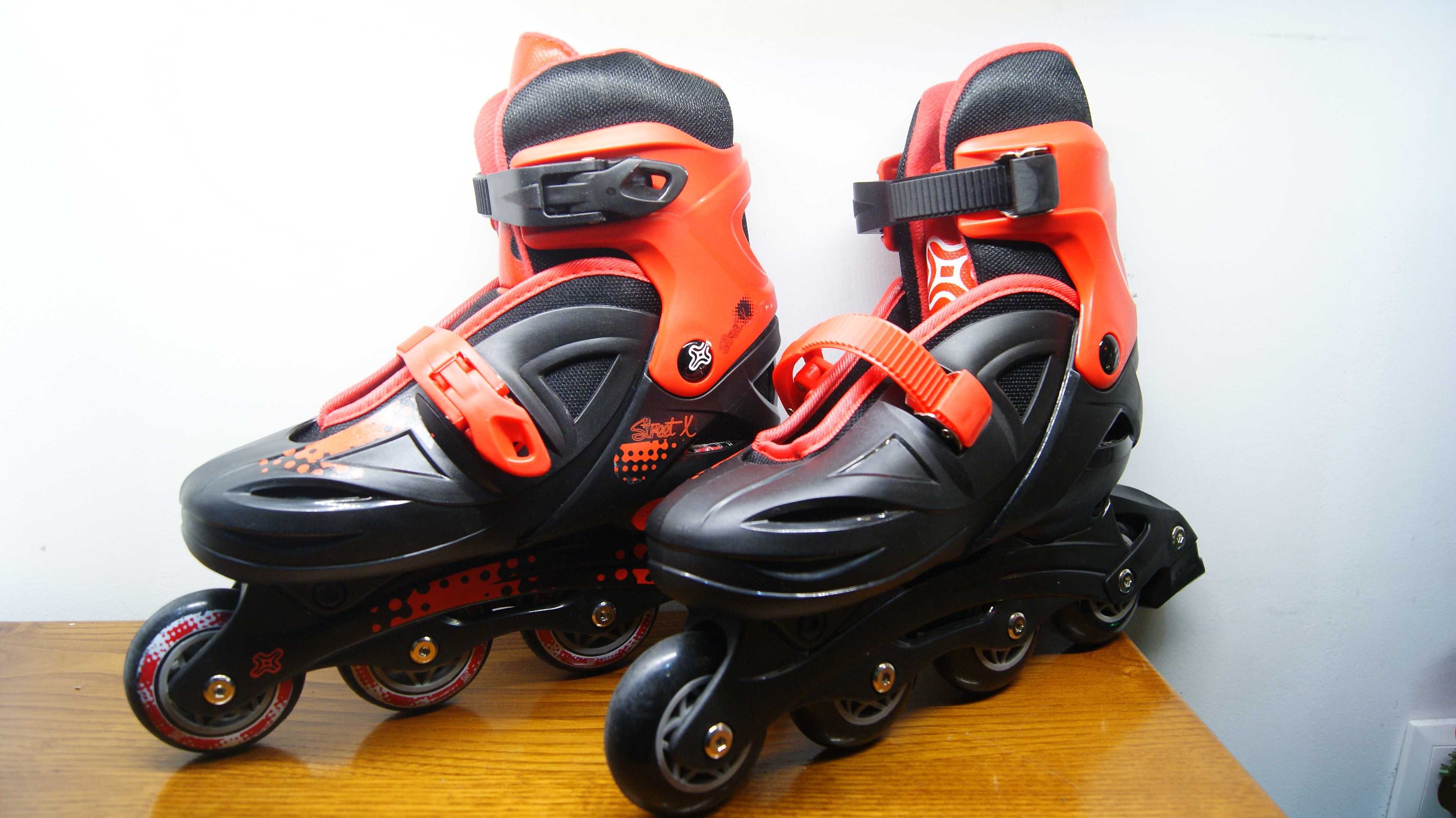 patins em linha com proteções