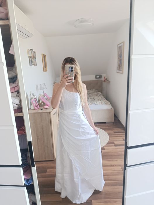 Suknia ślubna cekiny na jedno ramię długa balowa kobieca s