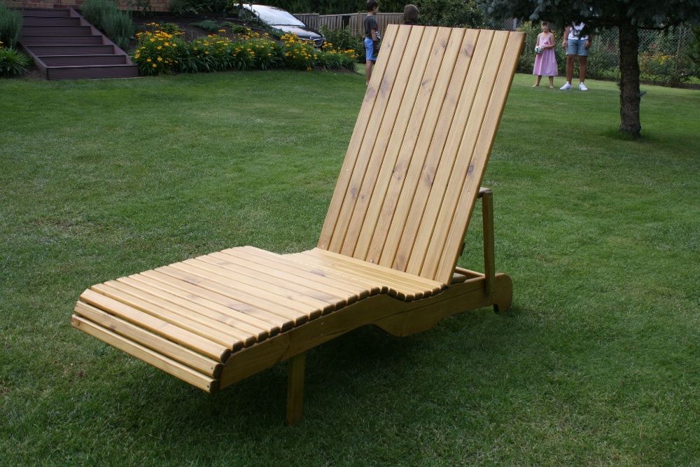 Solidny drewniany leżak fotel ogrodowy własnej roboty na zamówienie