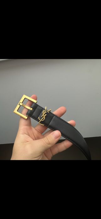 Pasek Yves Saint Laurent YSL złoty zloty skóra lakierowana skórzany