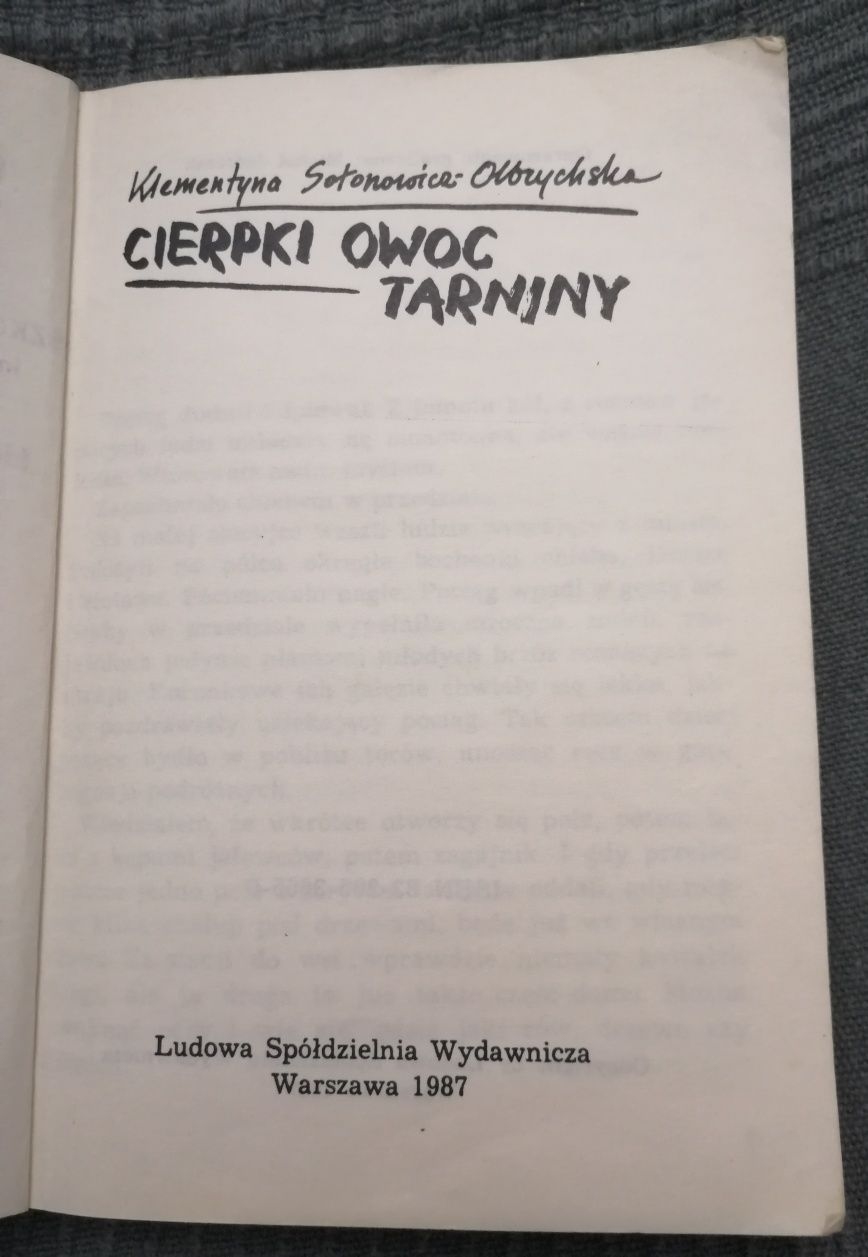Cierpki owoc Tarniny. Klementyna Sotonowicz-Olbrychska