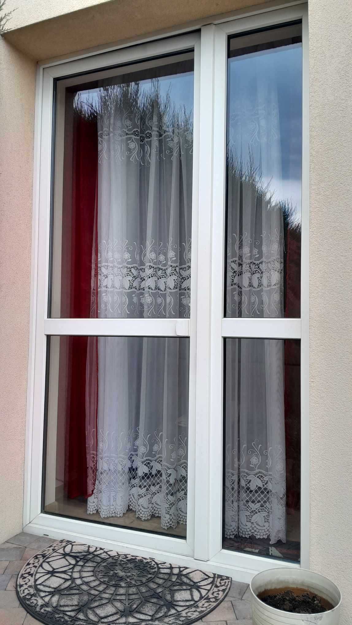 drzwi balkonowe tarasowe białe 2 szybowe 144x232