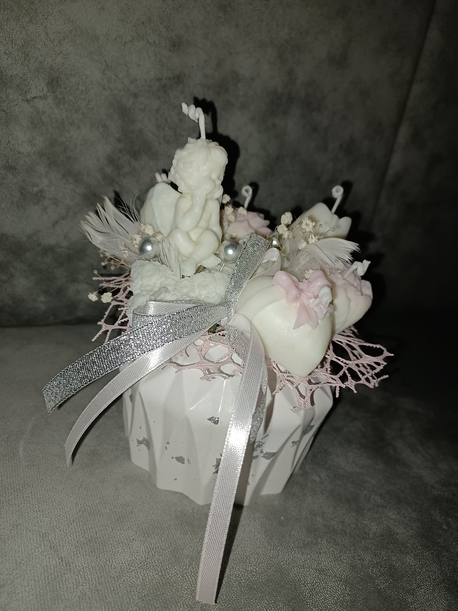 Bukiet ze świec sojowych/candle box chrzciny komunia