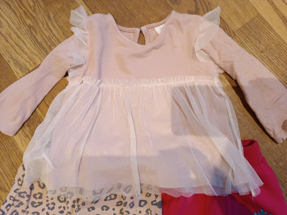 Zestaw spodnie Smyk Elza ocieplane bluzeczka Zara 98 tiul