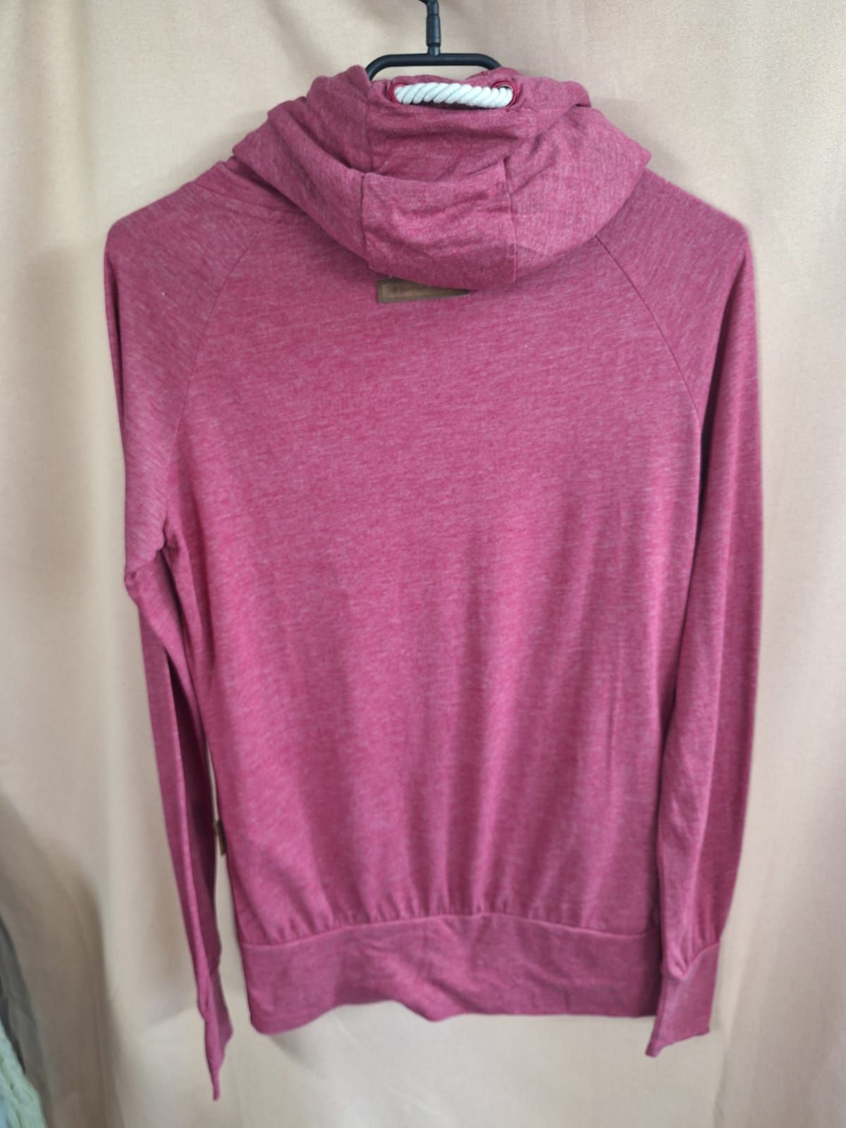 Bluzka T-shirt Naketano XS 34 bordowa burgundowa kaptur lekka bluza