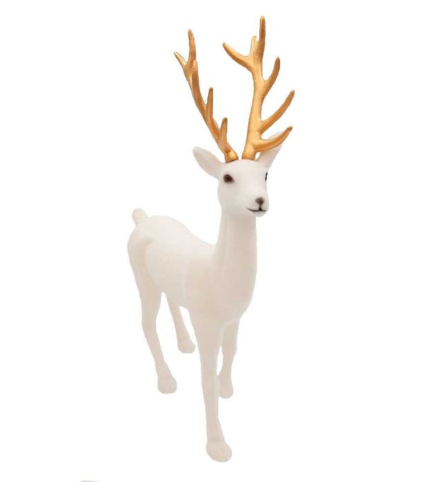 Duży renifer świąteczny ze złotym porożem figurka glamour 45cm KOLORY