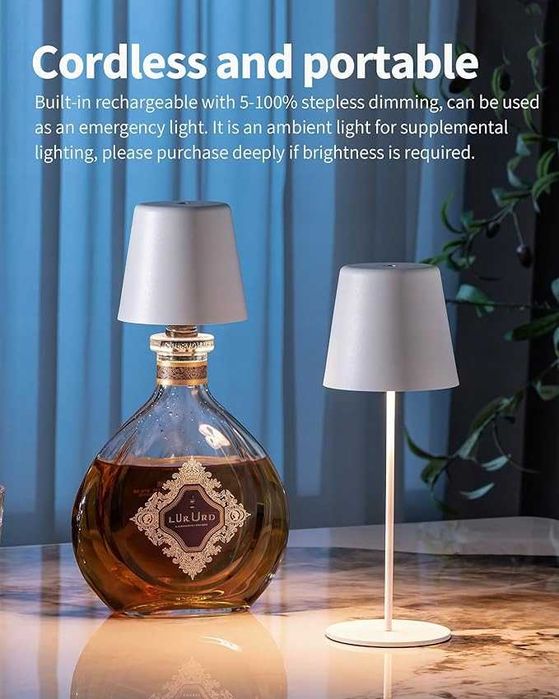 2 szt. lampa na butelkę  LAMPKA ściemnialna 4000 mAh dotykowa VISDANFO