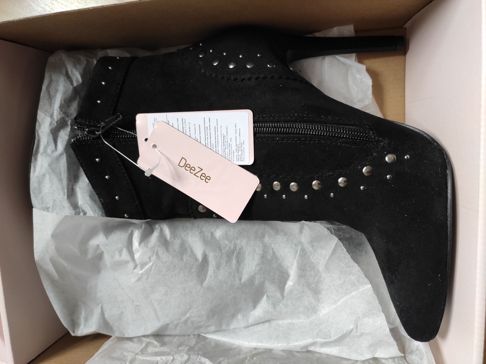 ## NOWE botki kozaki szpilki DeeZee zamszowe ćwieki 37 38 39 ##