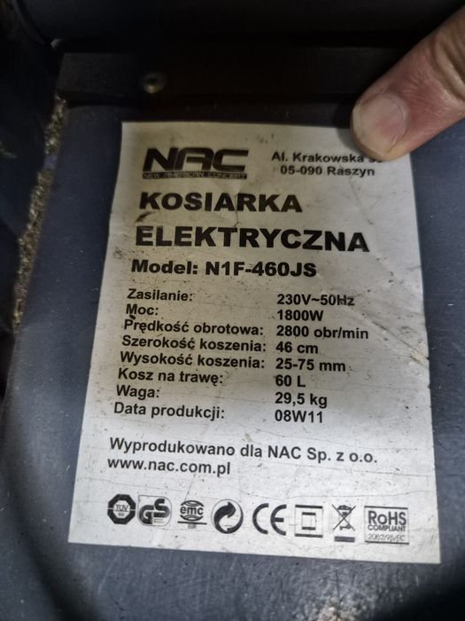 Kosiarka elektryczna NAC N1F- 1800W, szer 48cm