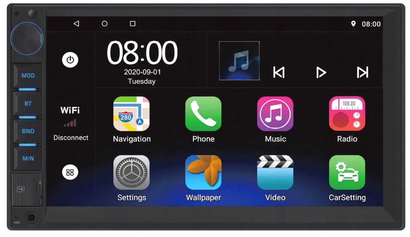 Radio Samochodowe Android WiFi 2DIN Nawigacja GPS USB 7 Kamera Cofania