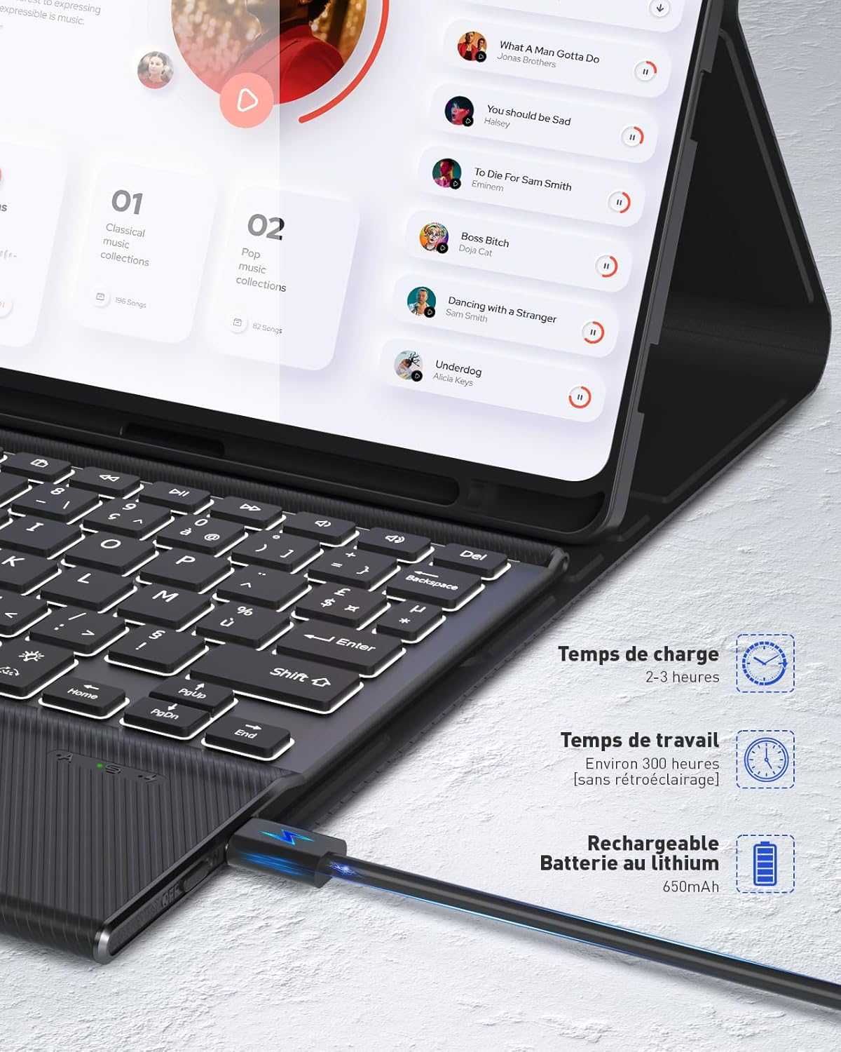 Doohoeek etui klawiatura touchpad LED Samsung Galaxy Tab S9 11" S9 FE