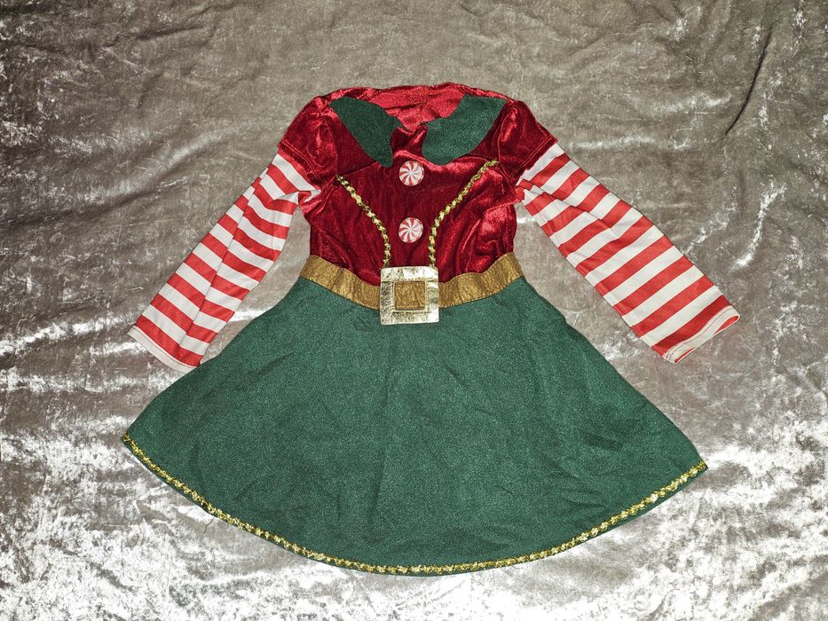 Платье ельф, помощница санты на 3-4 года.