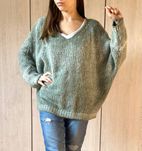 sweter zielony oversize may gem wełna