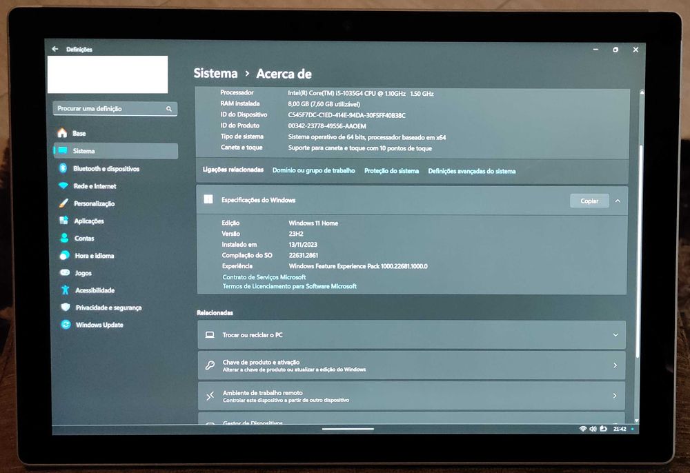 Surface Pro 7 i5-1035G4 + Teclado + Caneta
