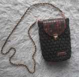 Mini torebka etui na telefon handmade ciemnozielone skóra pepitkę jesi