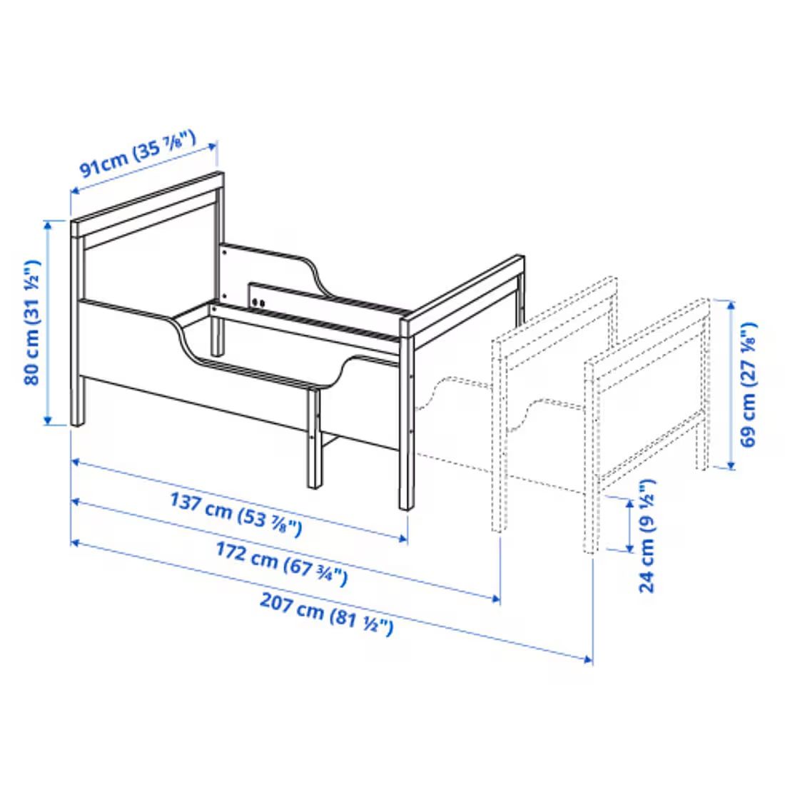 Rozsuwane łóżko dziecięce - IKEA Sundvik