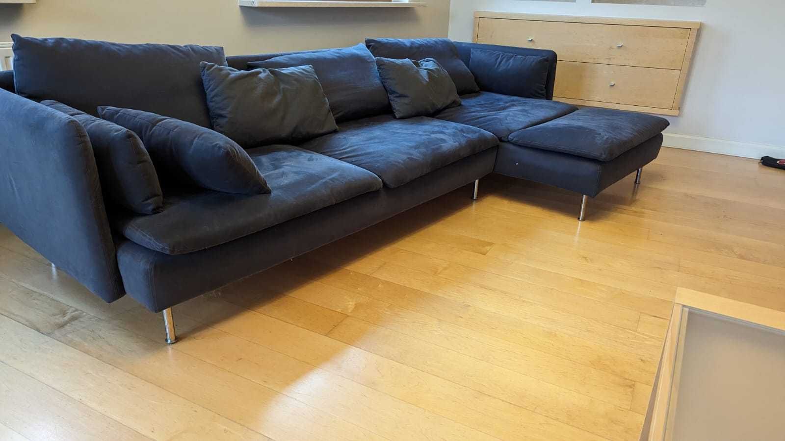 Sofa narożna Ikea Soderhamn 4-osobowa z otwartym końcem ciemnoszara