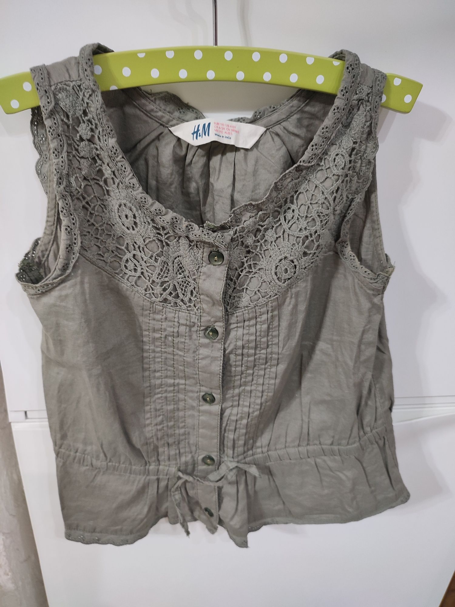 Bluzeczka H&M letnia 110 bluzka zielona na ramiączkach na lato