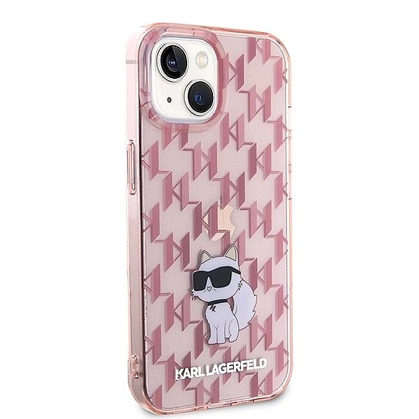 Etui Karl Lagerfeld Monogram Choupette na iPhone 15 - różowe