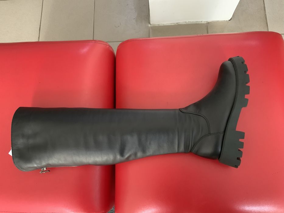 Ботфорты зимние европейка натуральный замш кожа