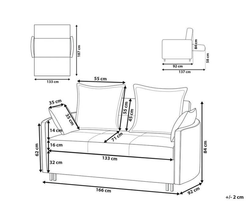 Sofa Wersalka Łóżko Kanapa z funkcją spania wysuwana HOVIN