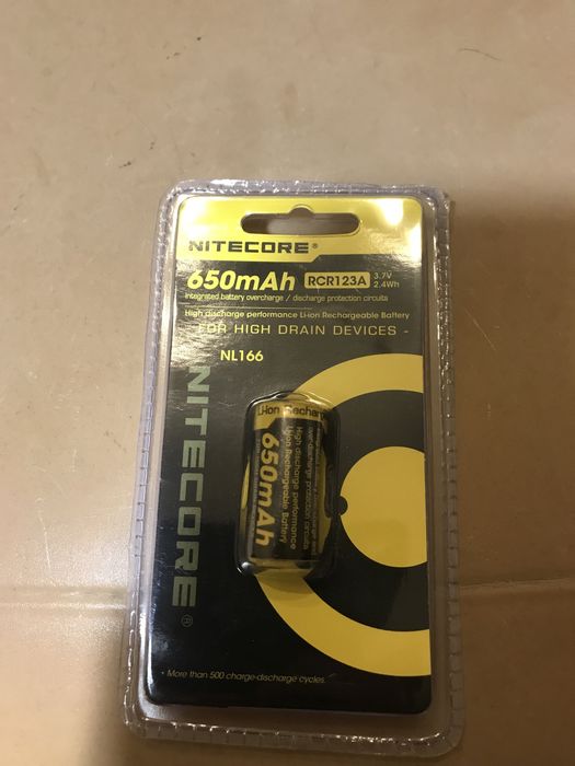 Акумулятор RCR123A (650mAh) Nitecore NL166