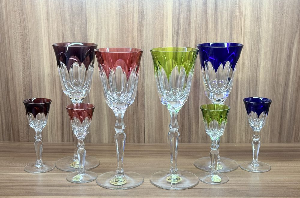 Винтажные хрустальные фужеры для вина и рюмки фирмы Knittel GDR Герман