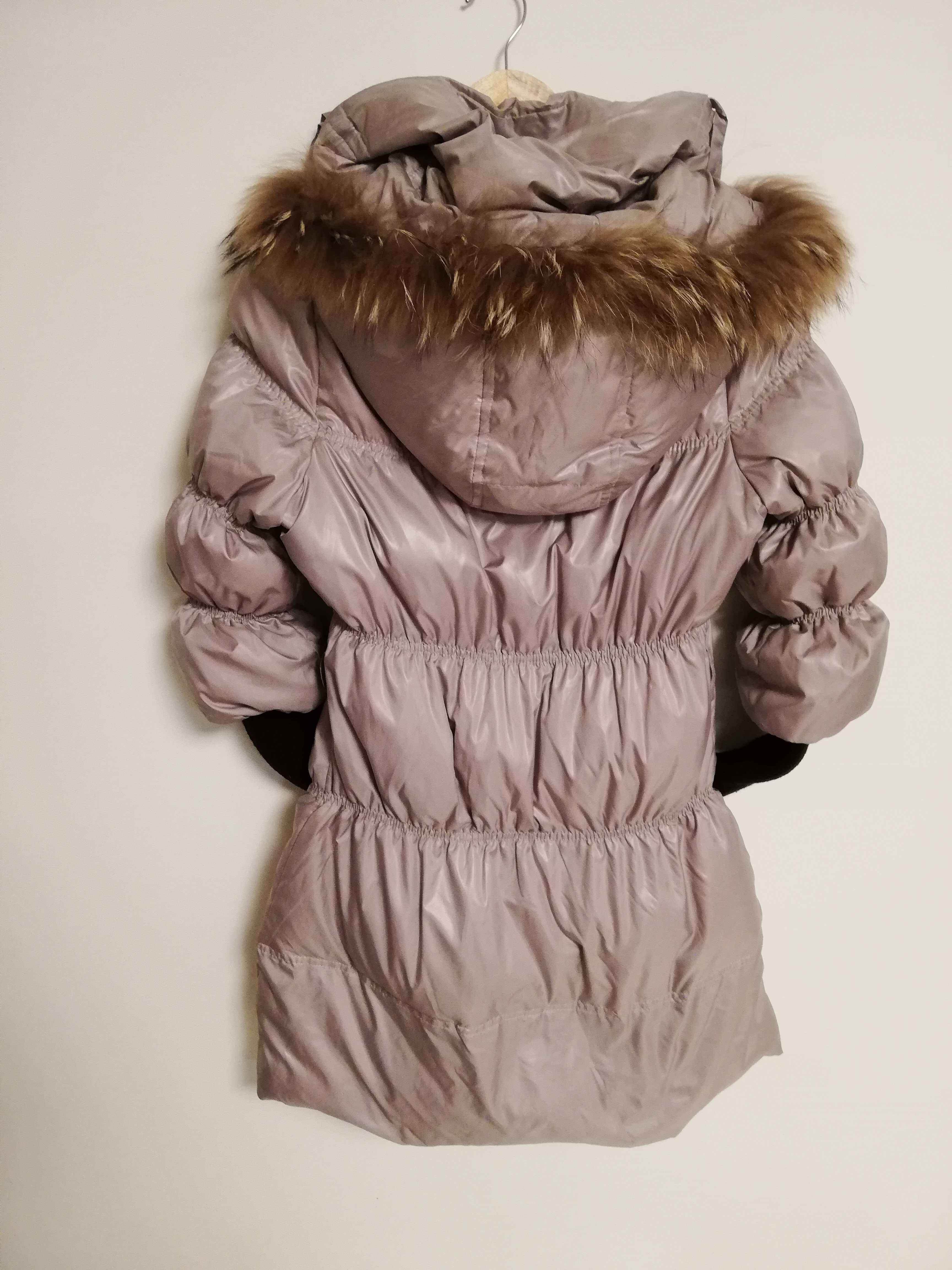 parka puchowa Axara S M 36 38 beżowa płaszcz puchowy Axara S M 36 38