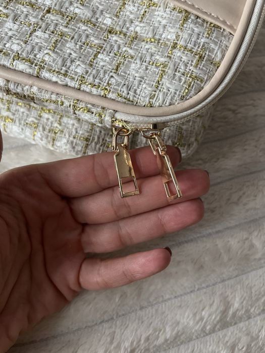 Kosmetyczka damska w kratę z przegrodami, NOWA