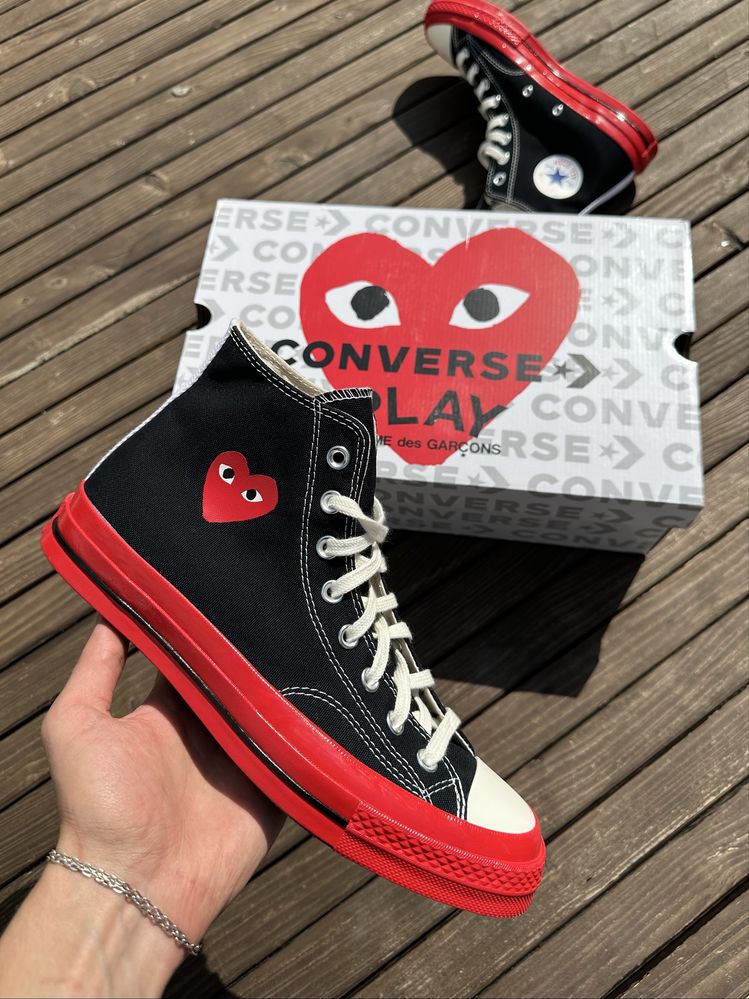 Оригінальні кеди Converse x Comme Des Garçons Play Chuck 70 Black Red