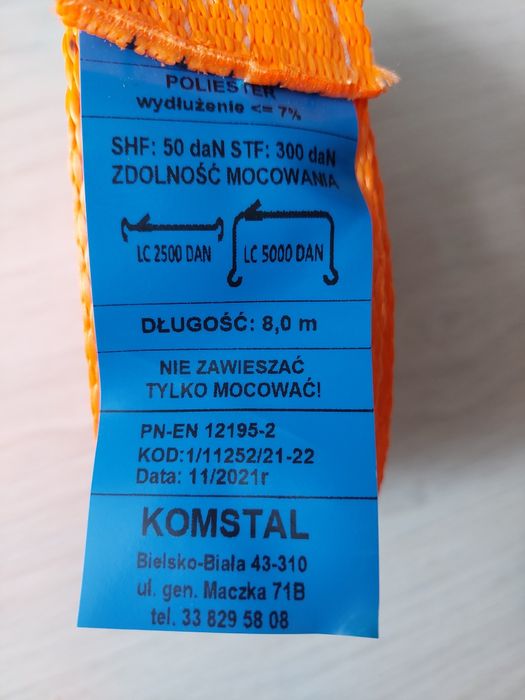 Стяжний ремінь 8м 5т + посилена трищотка 2м 5т