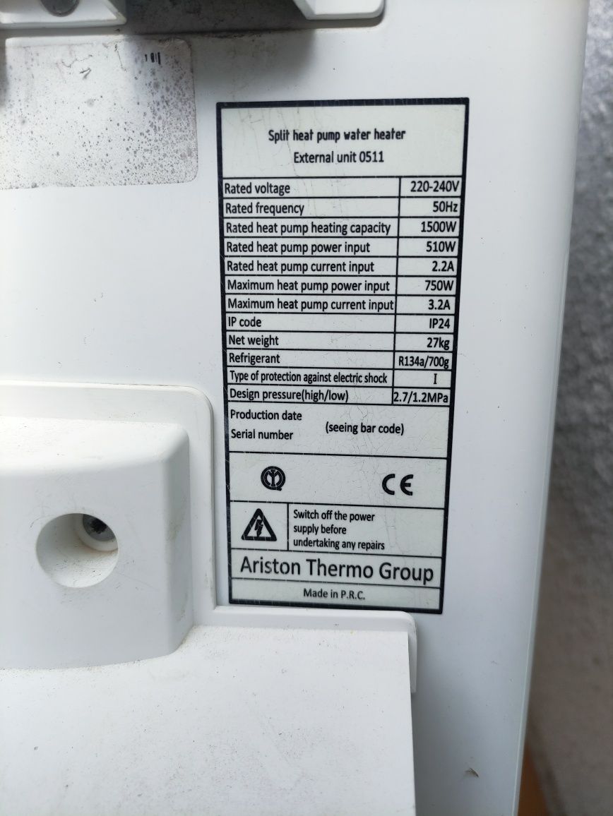 Bomba de calor para peças+ unidade exterior Ariston