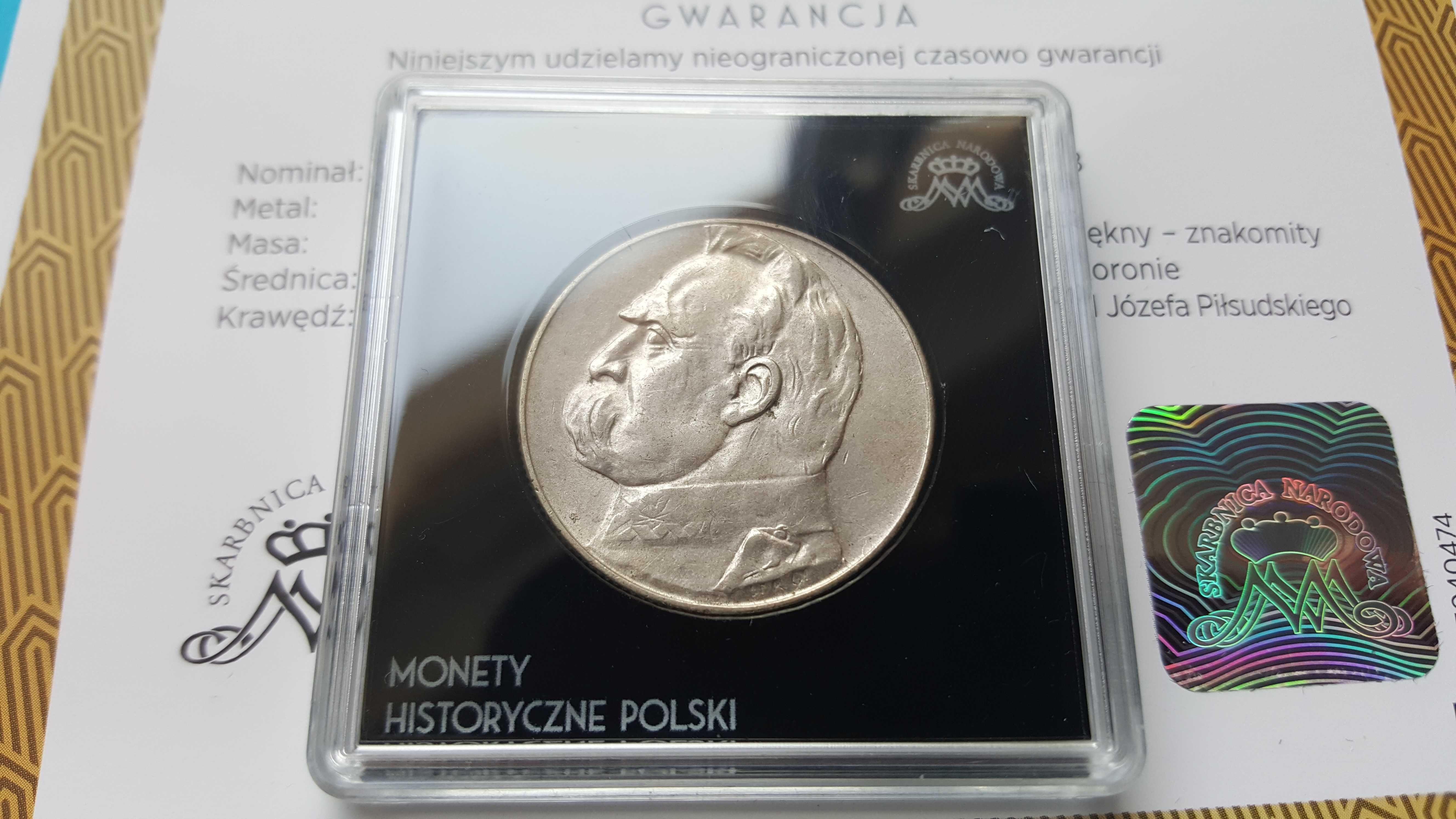 5 Złotych 1936  Piłsudski stan znakomity , certyfikat