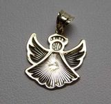Złota zawieszka diamentowany anioł aniołek.