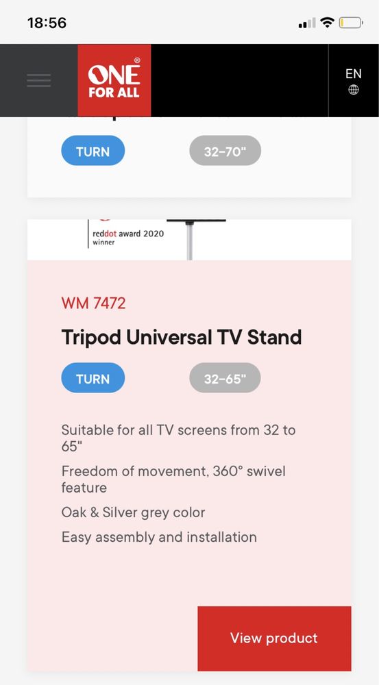 Suporte TV - Tripod Universal TV Stand WM 7472 - marca One for All