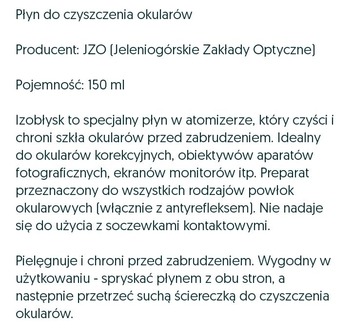 8 sztuk IZO BŁYSK PROFI Preparat do pielęgnacji soczewek okularowych