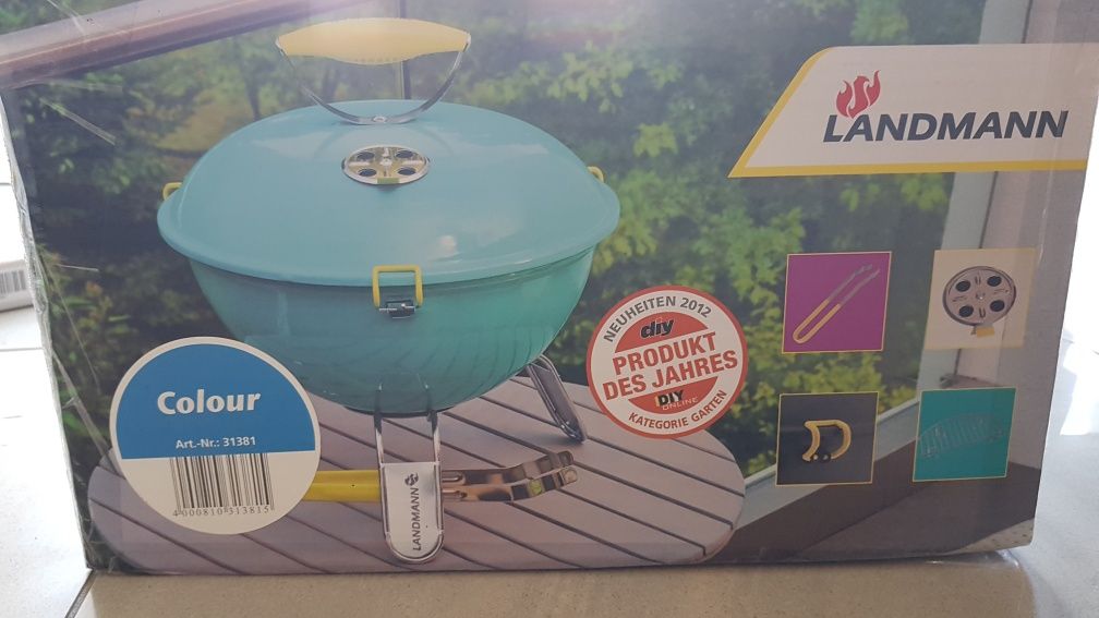 Grill stołowy Landmann 31381 kulisty barbecue niebieski picolli