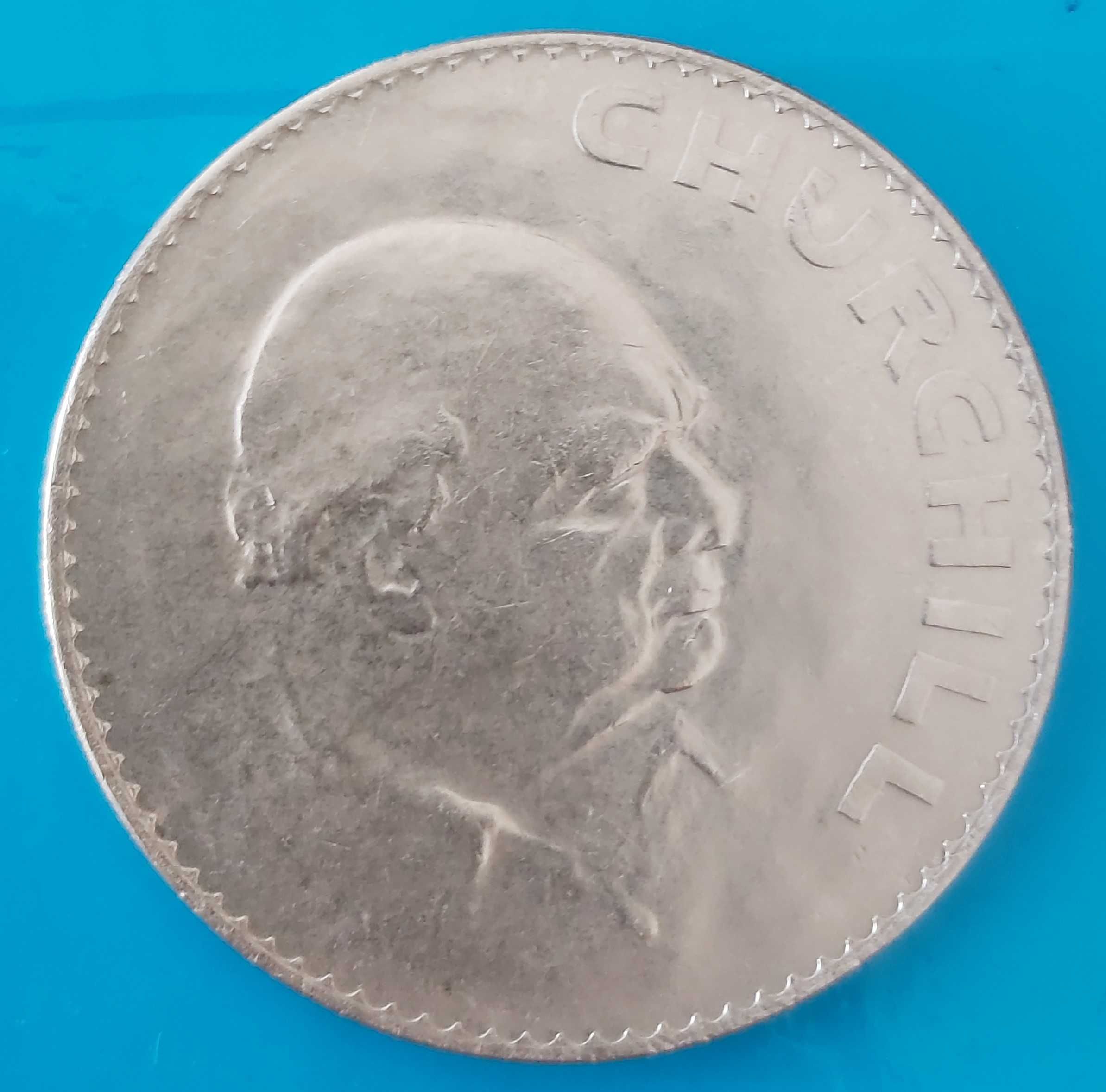 5 Shillings ou 25 Pence de 1965  Rainha Isabel II e  W. Churchill