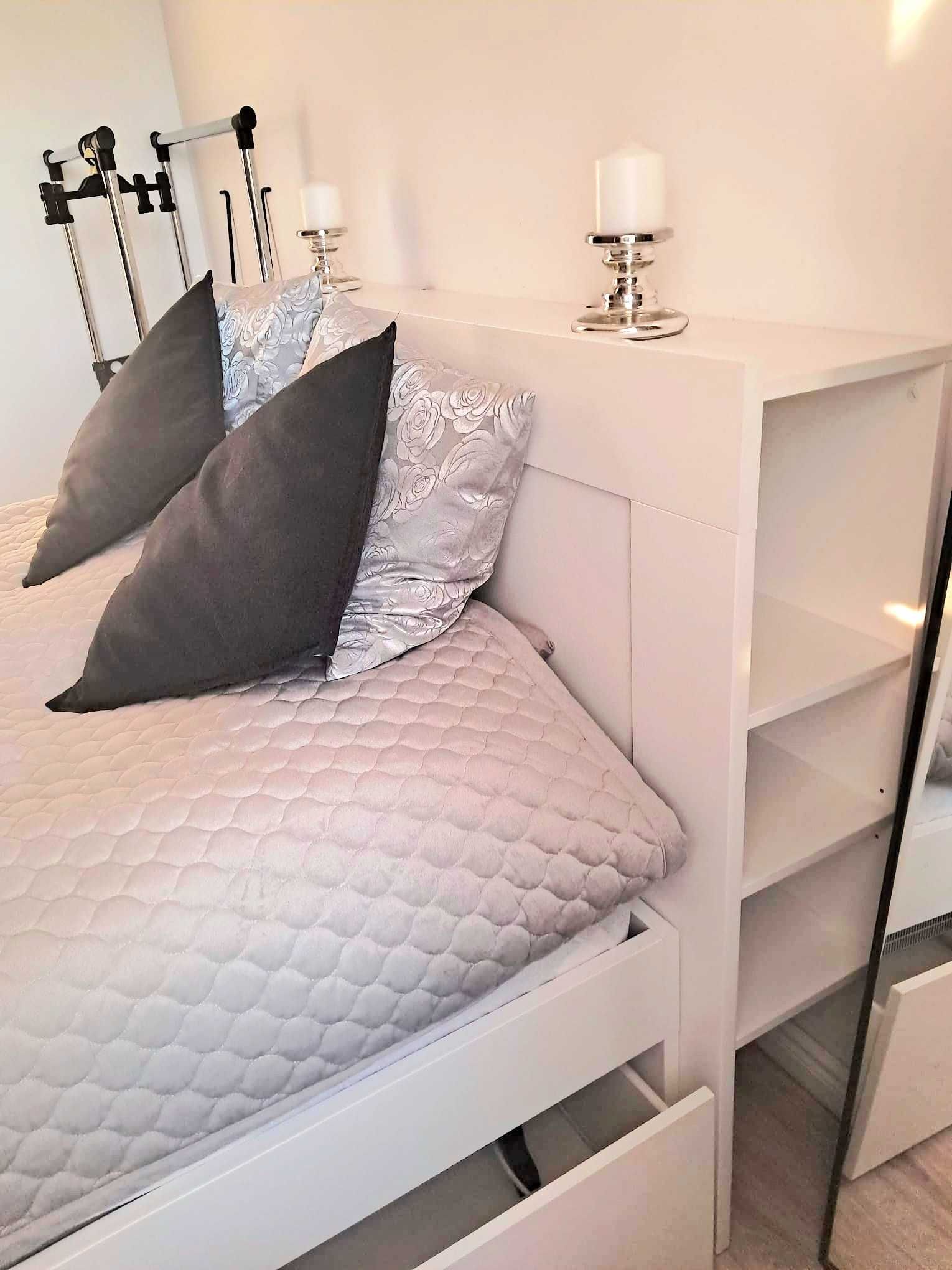 Łóżko IKEA BRIMNES 2 szuflady,zagłówek,materac,topper 180x200 JAK NOWE