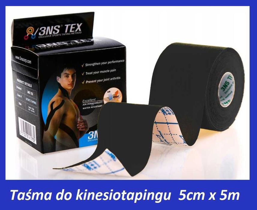 Taśma kinezjologiczna 3NS TEX 5cm x 5m- plastry kinesiotaping -czarna