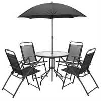 Zestaw ogrodowy stół +4x krzesło składane + parasol.